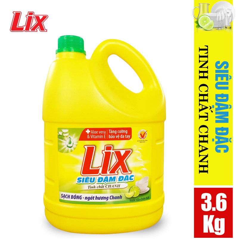 Nước rửa chén Lix siêu đậm đặc hương chanh 3.6Kg NC360
