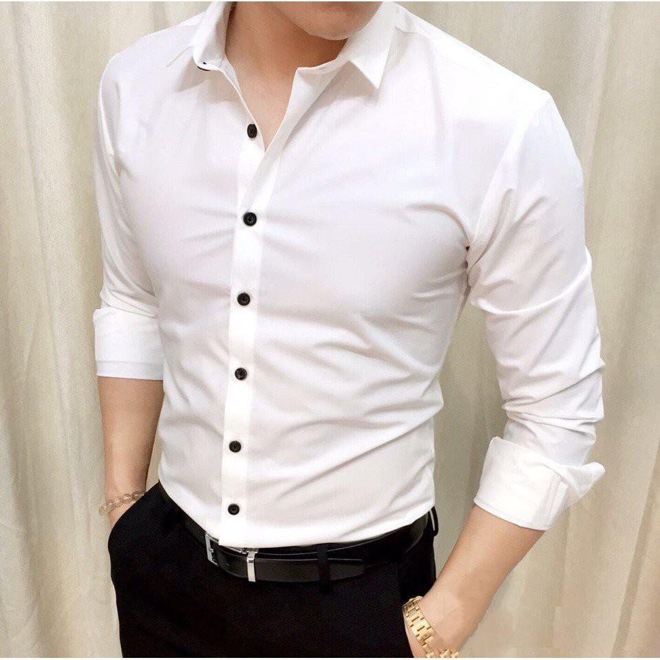 Áo Sơ Mi Nam Dài Tay,Áo sơ mi nam dài tay cổ bẻ vải cotton lụa thái chống nhăn chống xù cực sang trọng