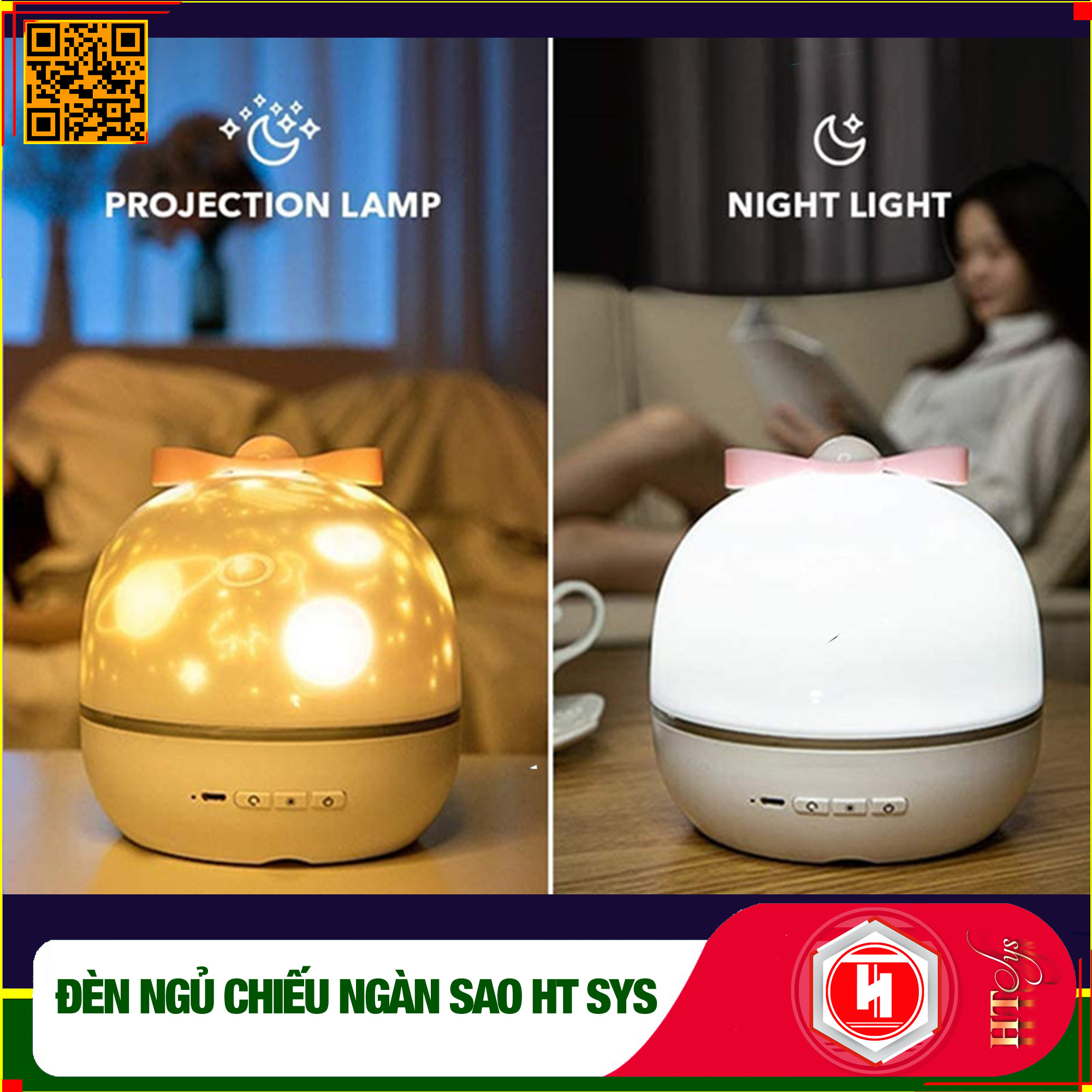 Đèn ngủ chiếu Ngàn Sao trang trí phòng HT SYS - Đèn chiếu ngàn sao 6 phong cách kiêm đèn ngủ xoay tự động 360 độ