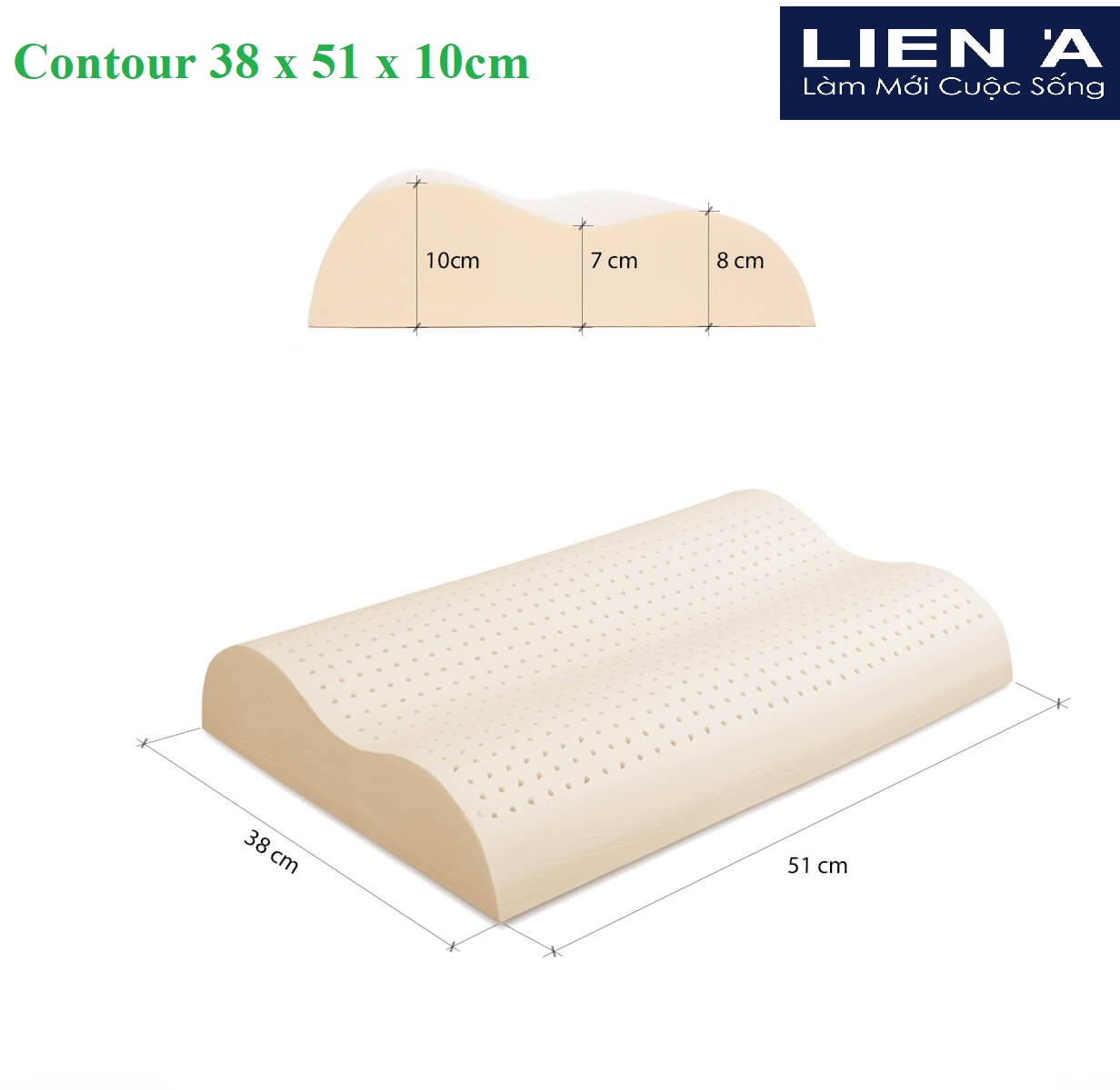 Gối Cao Su Liên Á Contour , Chống Ngáy - Cao Su Thiên Nhiên 100