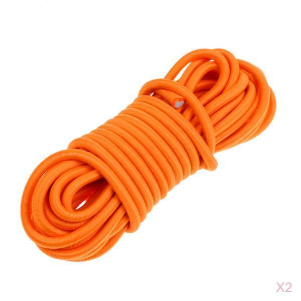 2pcs 5mm x 5 Meters ORANGE ELASTIC BUNGEE ROPE SHOCK CORD TIE DOWN