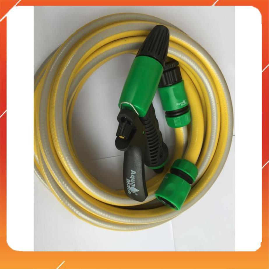 Vòi tưới cây rửa xe 6m-7m-8m tay bóp tùy chỉnh nhiều chế độ 319498622-1622-3 mầu cam