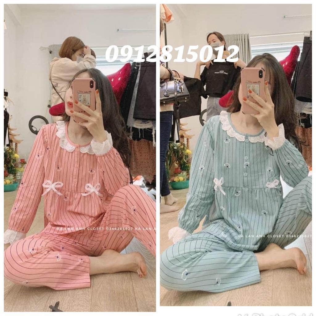 Bộ bầu và sau sinh Dài Tay 2 chức năng chất cotton cài cúc thật cực kì tiện lợi