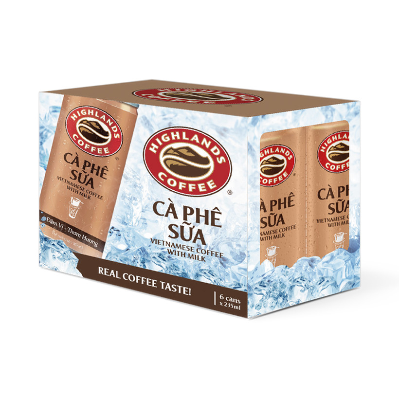 Lốc 6 Lon Cà Phê Sữa Highlands Coffee (235ml/Lon)