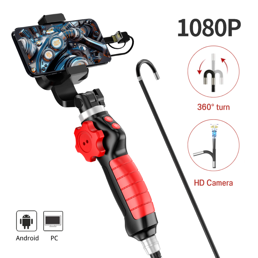 2MP 1080P 180 Độ Tay lái khớp nối hai chiều 3In1 USB/WIFI Nội soi công nghiệp Máy ảnh kính hiển vi kỹ thuật số CMOS Borescope