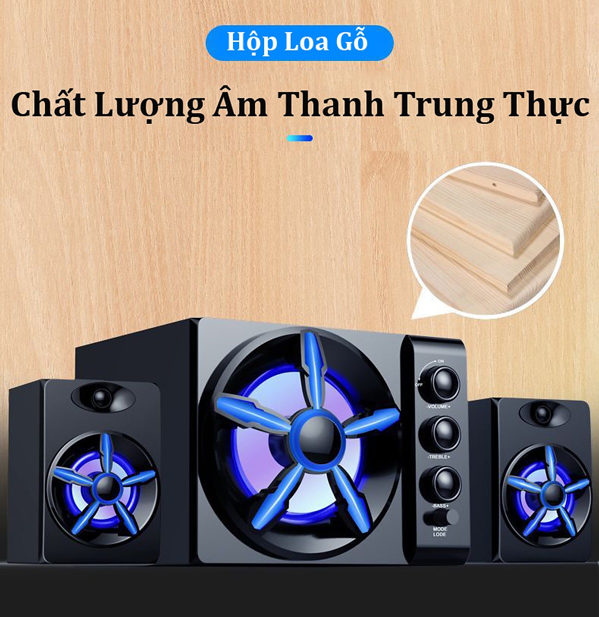 Combo Bộ 3 Loa Máy Vi Tính Để Bàn D-215 Hộp Gỗ, Âm Thanh Siêu Trầm, Hỗ Trợ Bluetooth, USB, Thẻ nhớ, Jack 3.5 + Tặng Tai Nghe Chụp Tai Chuyên Game CT-770 Cao Cấp