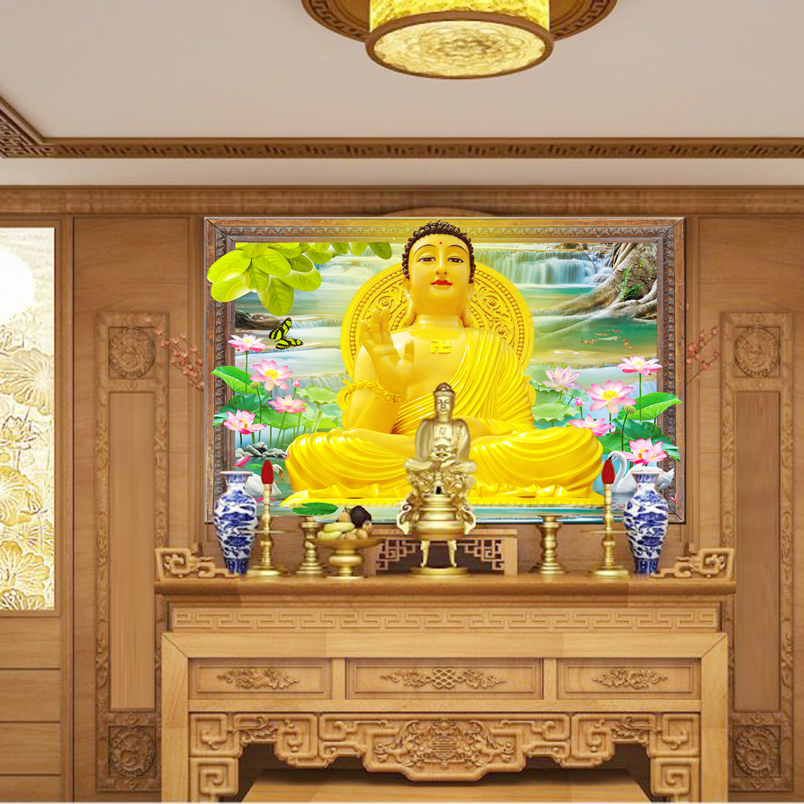 Tranh phật 3d dán tường