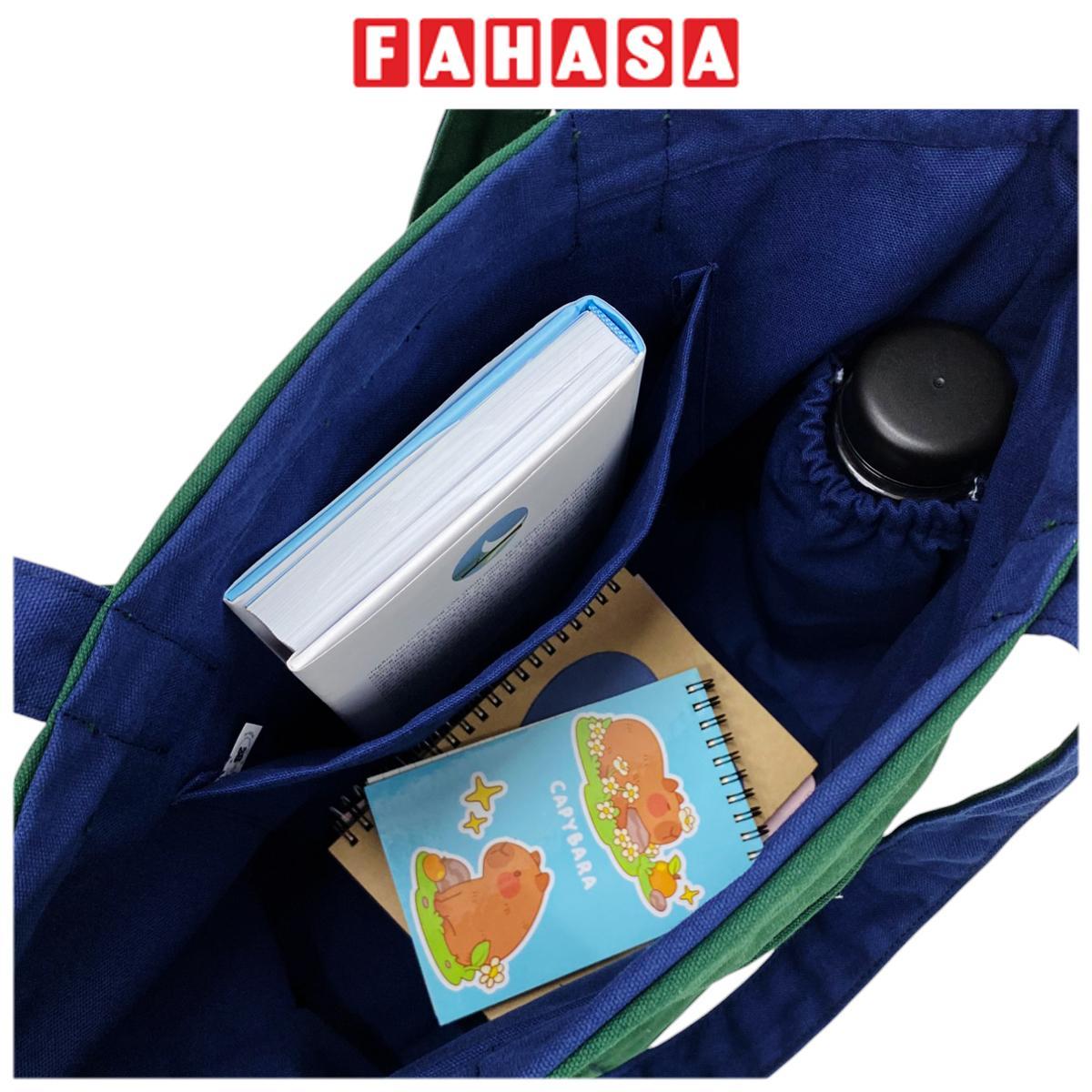 Túi Vải Tote 2 In 1 Phối 2 Màu - Saigon ZeroWaste - Màu Xanh Lá + Xanh Dương