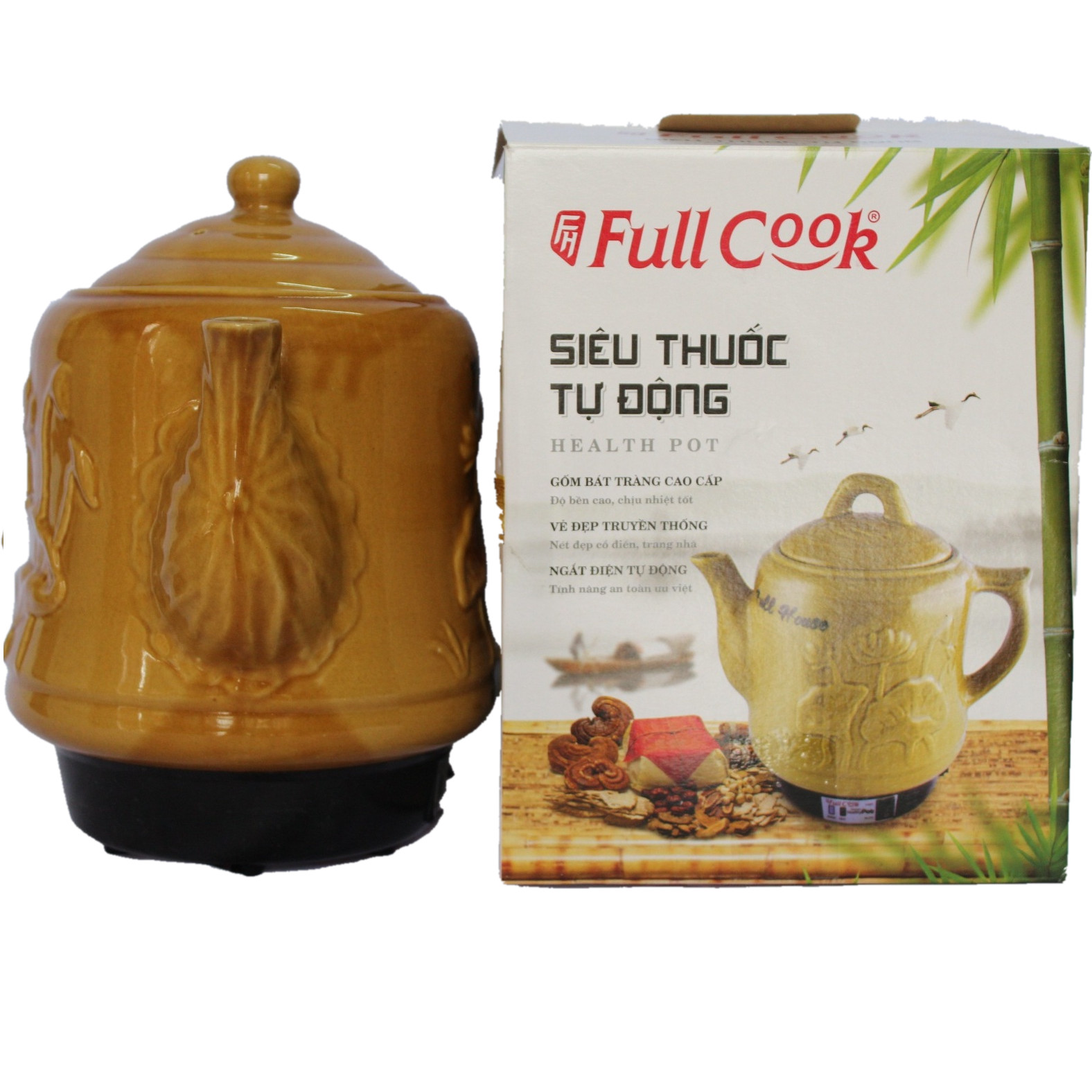 Ấm Siêu Sắc Thuốc Điện Tự Động Gốm Bát Tràng Full Cook FH-BT32 (3,2 lít) - Màu Ngẫu Nhiên - Hàng Chính Hãng