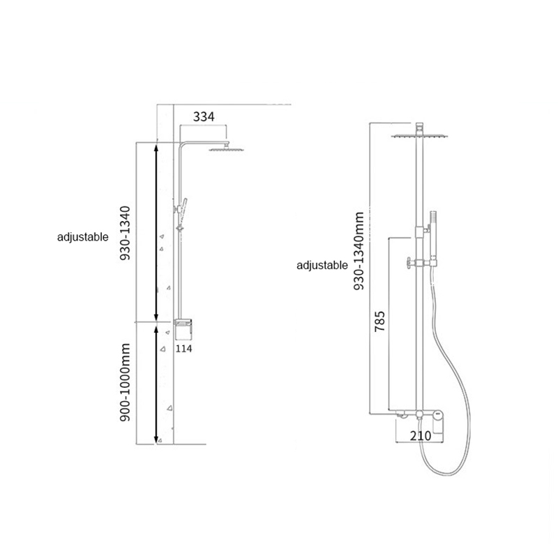 Bộ Sen Cây Tắm Đứng Nóng Lạnh INOX SUS 304 Tròn Lệch TL-1079