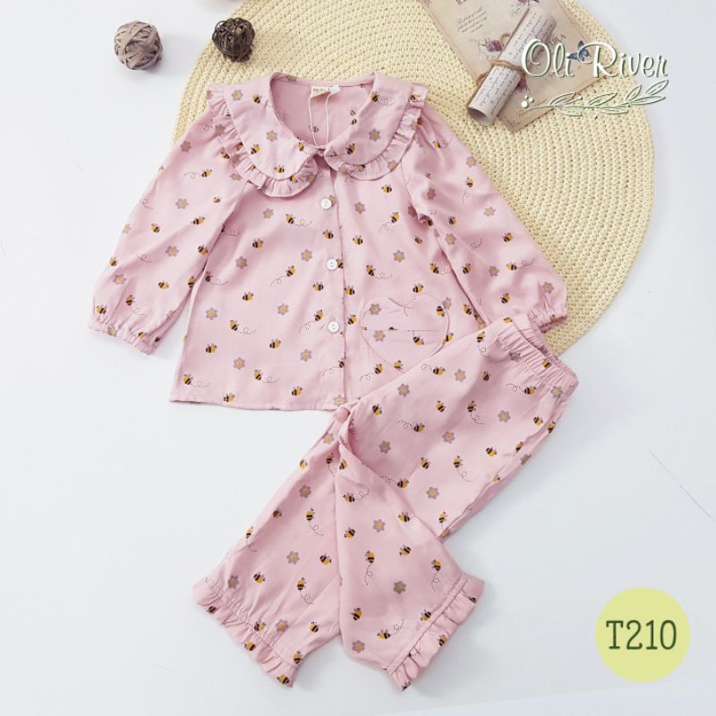 Bộ pijama dài tay chất thô đũi cho bé gái 1-10 tuổi