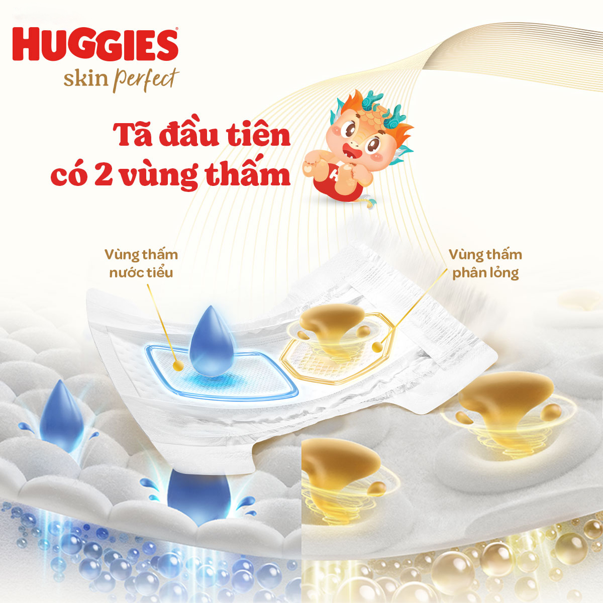 Tã quần Huggies Skin Perfect Mega Jumbo XL72+4 miếng với 2 vùng thấm giảm kích ứng da