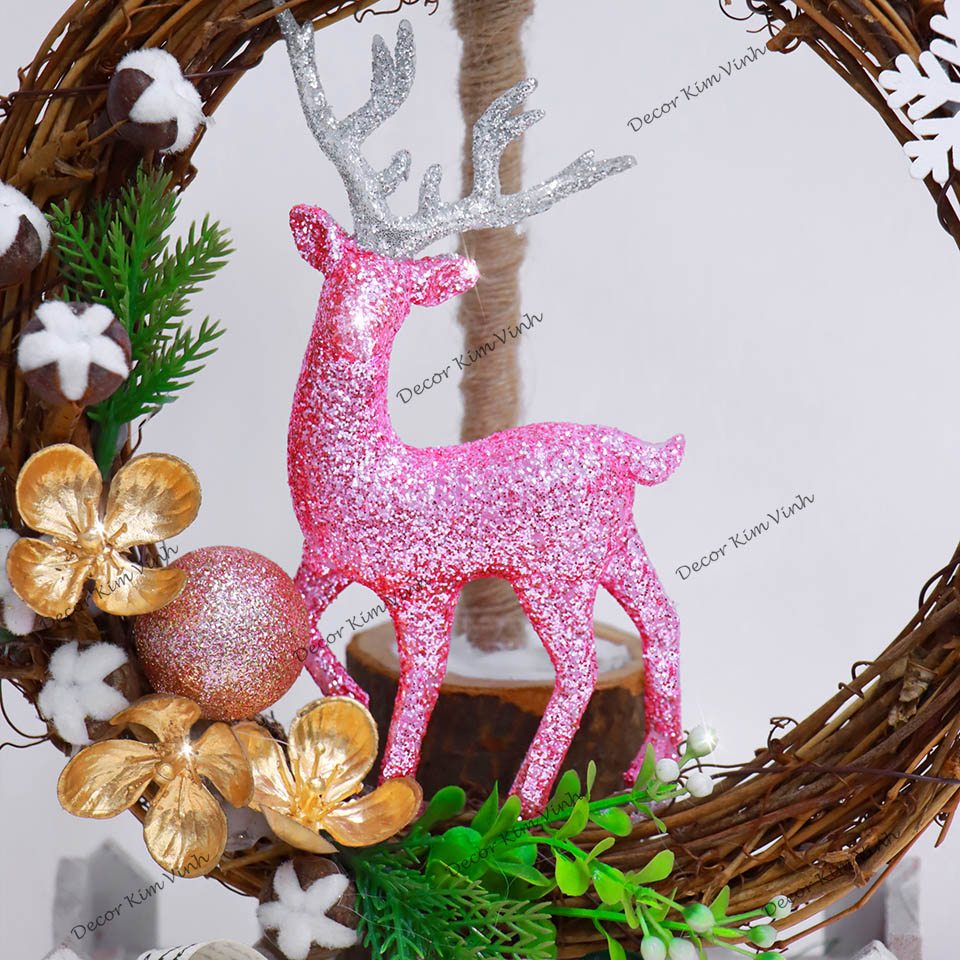 Vòng Hoa Noel VN07 20CM Vòng Nguyệt Quế Giáng Sinh Có Đèn