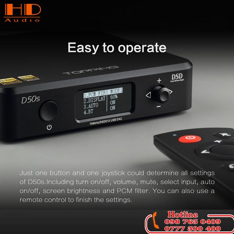 GIẢI MÃ TOPPING D50S- Bộ Giải Mã Âm Thanh DSD512 PCM 768khz,32bit - Chính hãng