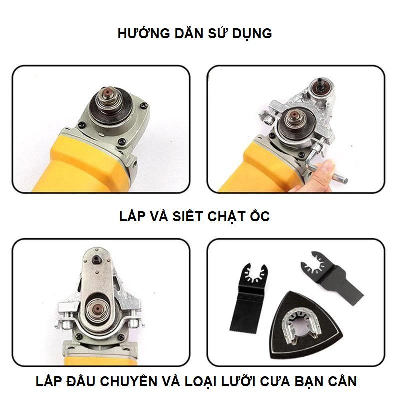 Đầu Cắt Rung, Lưỡi Cưa Cắt Rung Đa Năng Gắn Máy Mài, Máy Cắt Cầm Tay - Bộ Chuyển Đổi Máy Mài Góc, Đánh Bóng, Chà Nhám