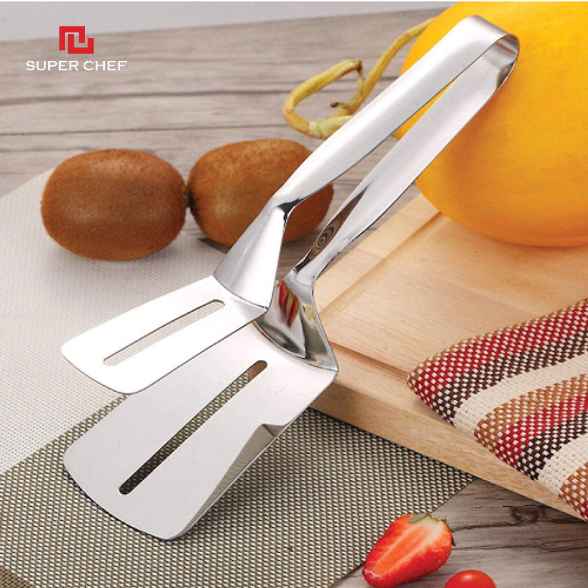 Kẹp Gắp Thức Ăn Inox 304 Cao Cấp Cán Dài Super Chef Sáng Bóng, Tiện Lợi Hỗ Trợ Chiên, Nướng, Luộc,.. và Siêu Bền Bỉ