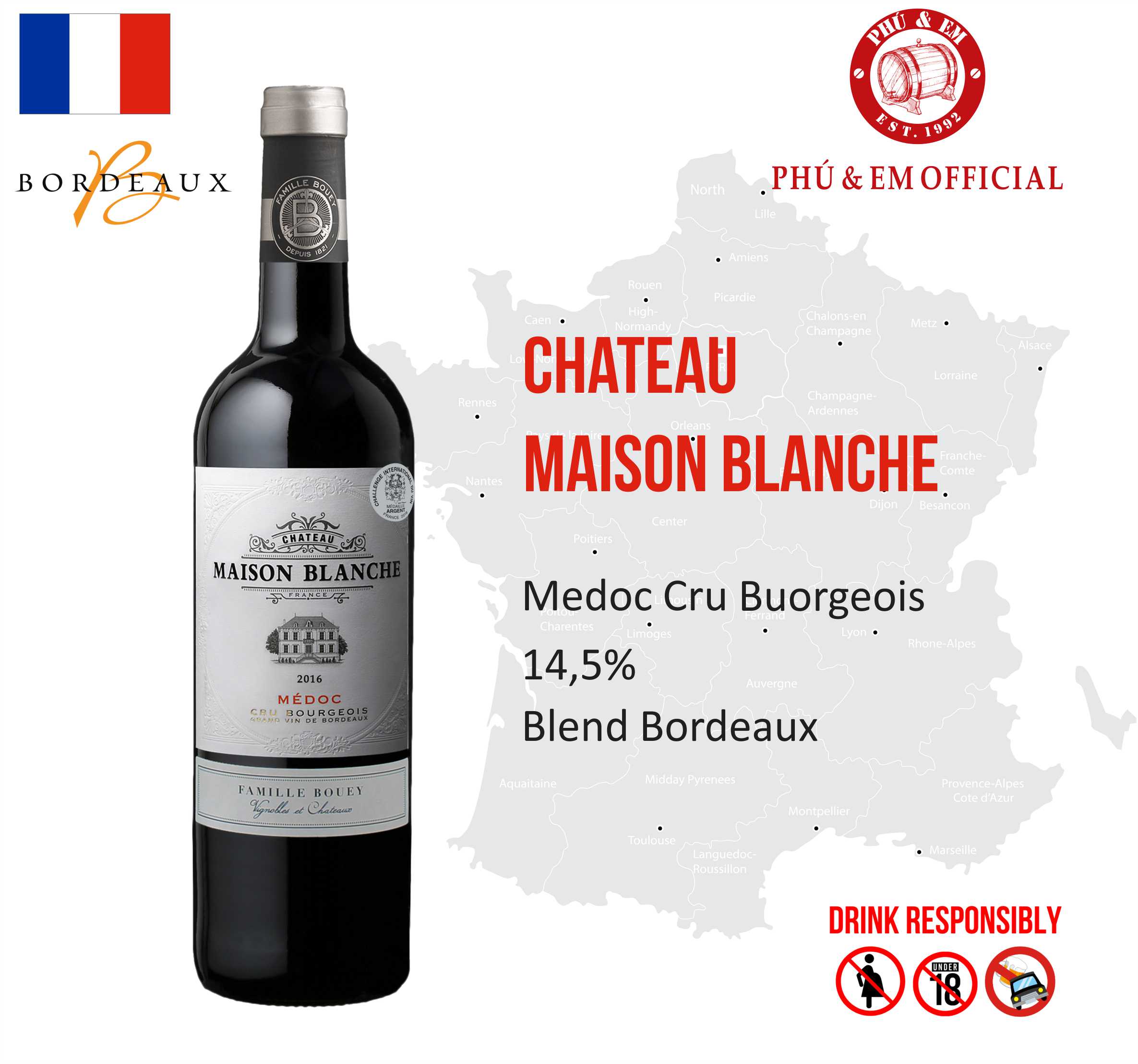 Rượu Vang Đỏ Pháp Chateau Maison Blanche