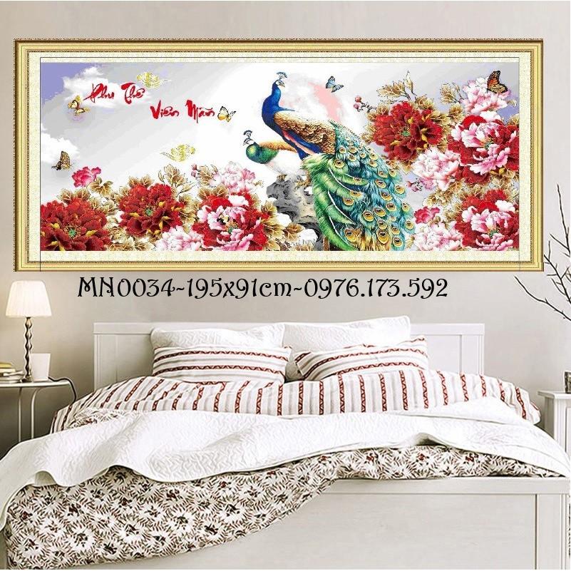 Tranh thêu chữ thập Phu Thê Viên Mãn I 195x91cm I MN0034