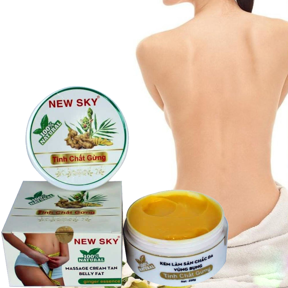 Kem massage săn chắc da vùng bụng tinh chất gừng New Sky Belly Fat Ginger Essence Massage Gel 250gr (hỗ trợ giảm béo, tan mỡ đùi, bắp tay, hông) Hani Peni