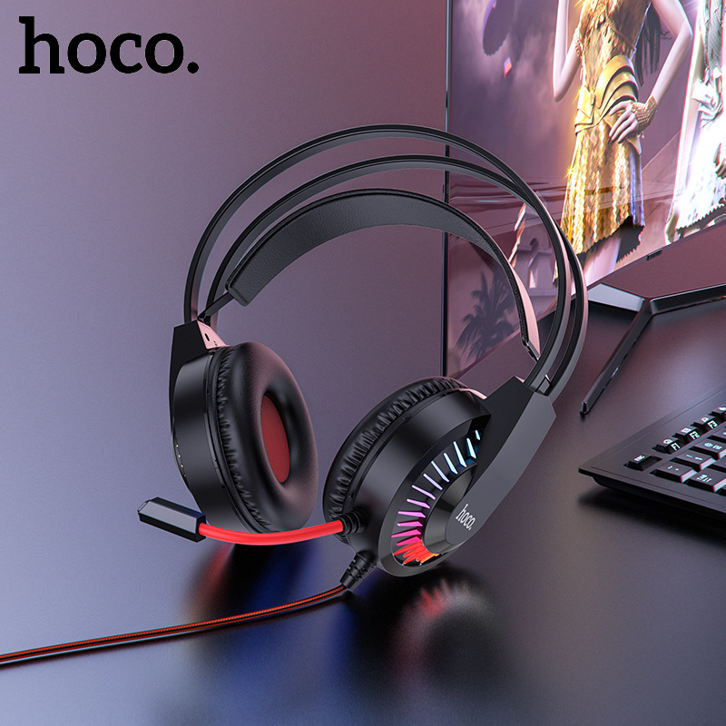 Tai nghe Gaming Hoco W105 - Đèn LED Đổi Màu - Mic Đàm Thoại - Sử Dụng Cho Laptop-PC - Hàng chính hãng