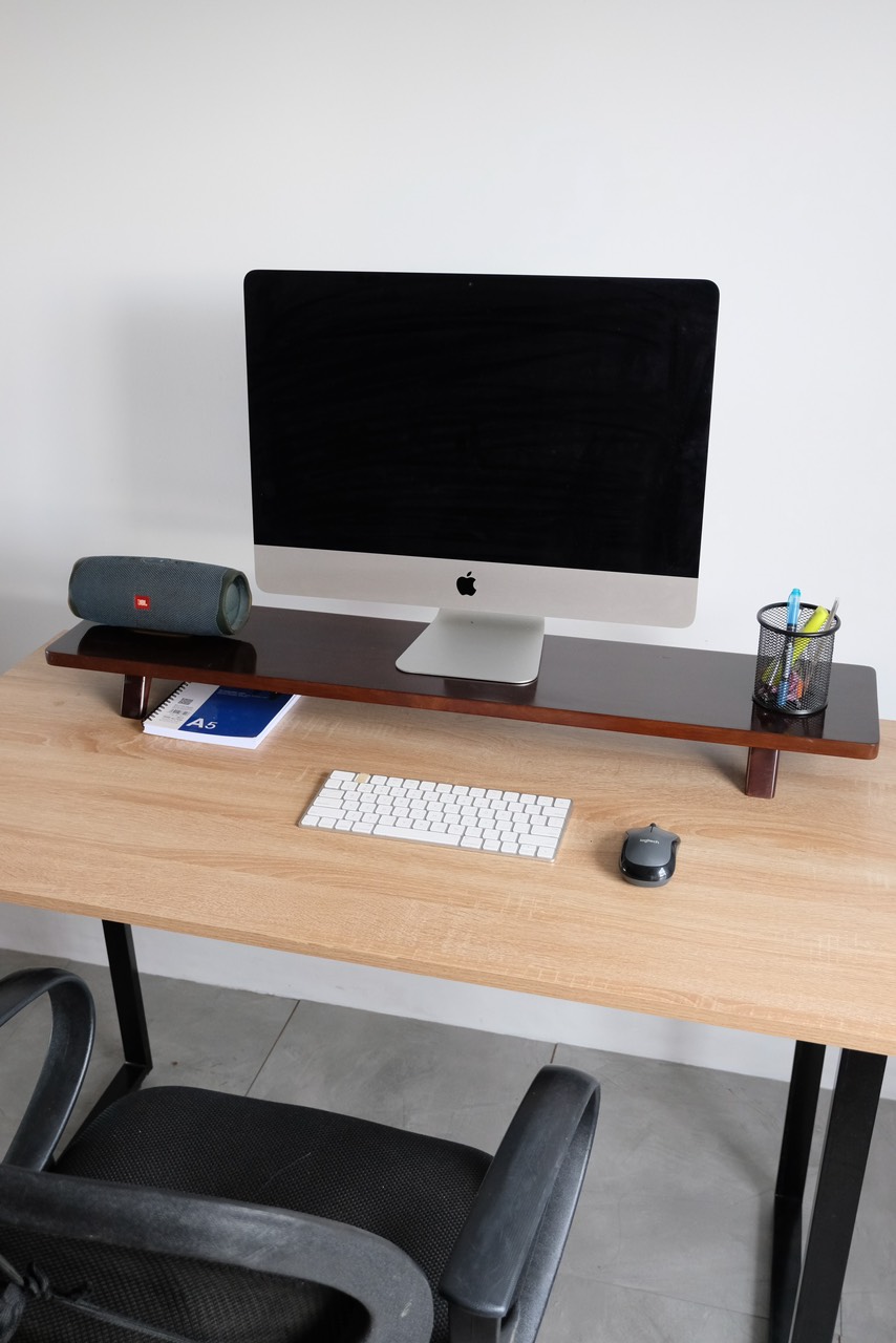 Kệ máy tính, kê màn hình, kệ đa năng để bàn D120cm , chất liệu gỗ Muồng đen cao cấp MetaWood