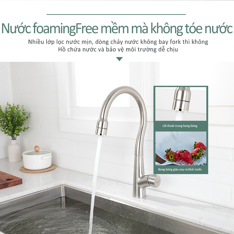 304 nhà bếp sink kéo vòi nước 360 độ quay vòi nước nhiệt độ chống ăn mòn thép không gỉ 304