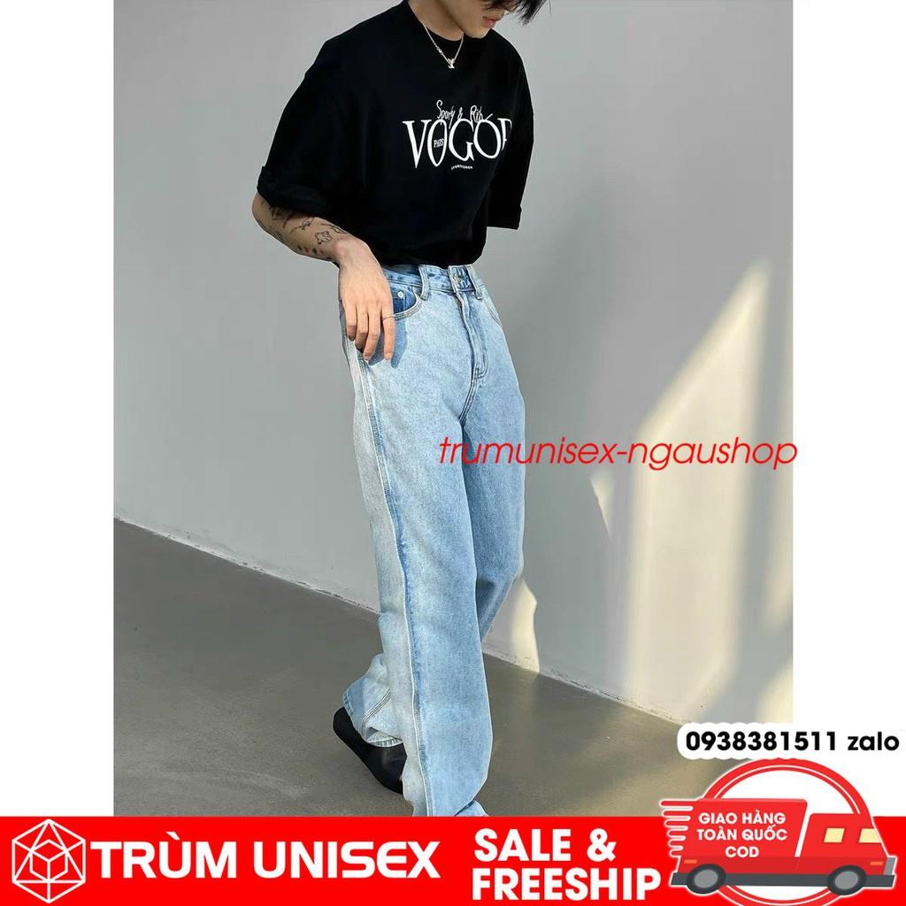 Áo thun unisex áo phông nam rộng VOGOE kèm áo thật vải cotton đen trắng Trùm Unisex