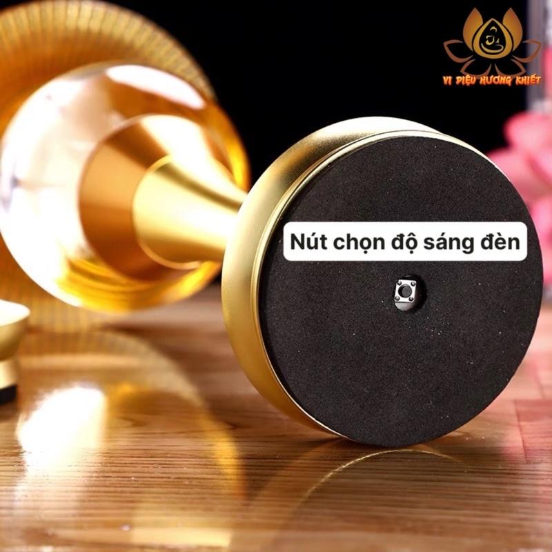 CẶP 2 CHIẾC ĐÈN LED HOA SEN PHA LÊ SẠC ĐIỆN THỜ CÚNG TRANG TRÍ