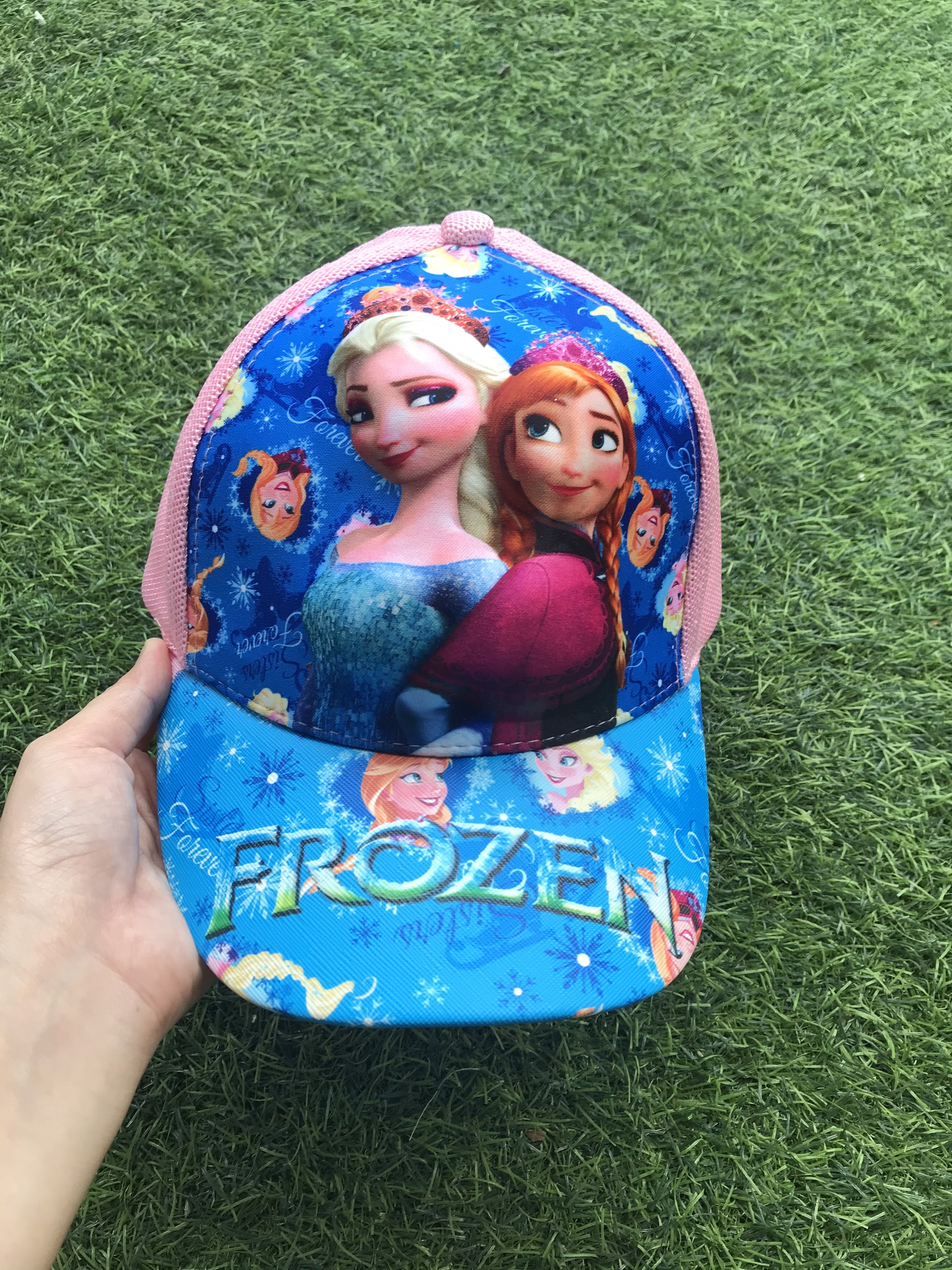 Nón kết lưới hình Frozen 3D màu hồng lợt siêu xinh cho bé gái - PP141893FZL