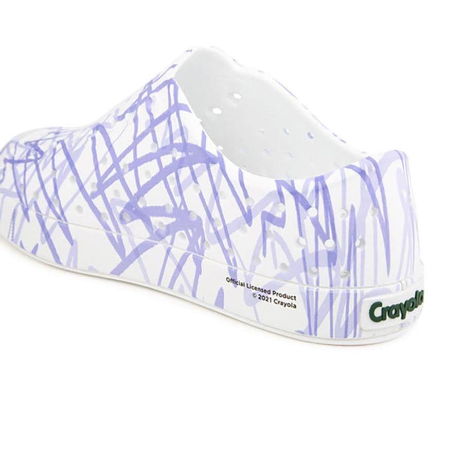 Giày Lười Trẻ Em NATIVE Jefferson Print Junior - Shell White/ Shell White/ Lavender Burst Doodle - 32.5