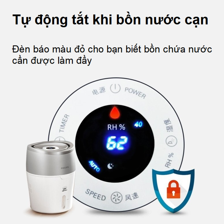 Máy tạo độ ẩm Philips HU4813/00 bình chứa nước 2 lít, tốc độ tạo độ ẩm 300ml/h - Hàng Nhập Khẩu