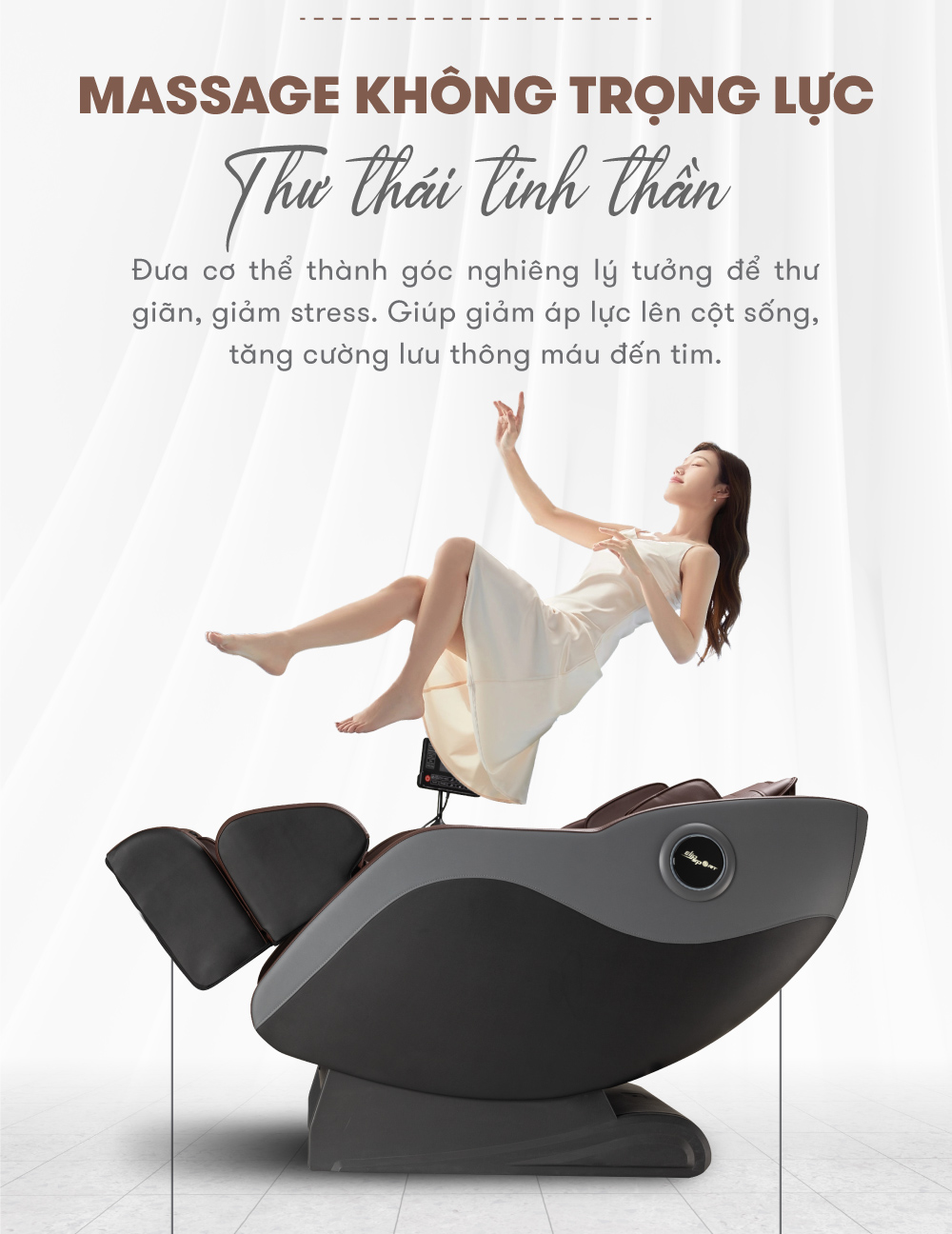 Ghế Massage ELIP E6 - Công nghệ massage 4D Plus, Trục SL ôm sát cơ thể, 12 bài massage tự động, Massage xoa ấn huyệt gót chân