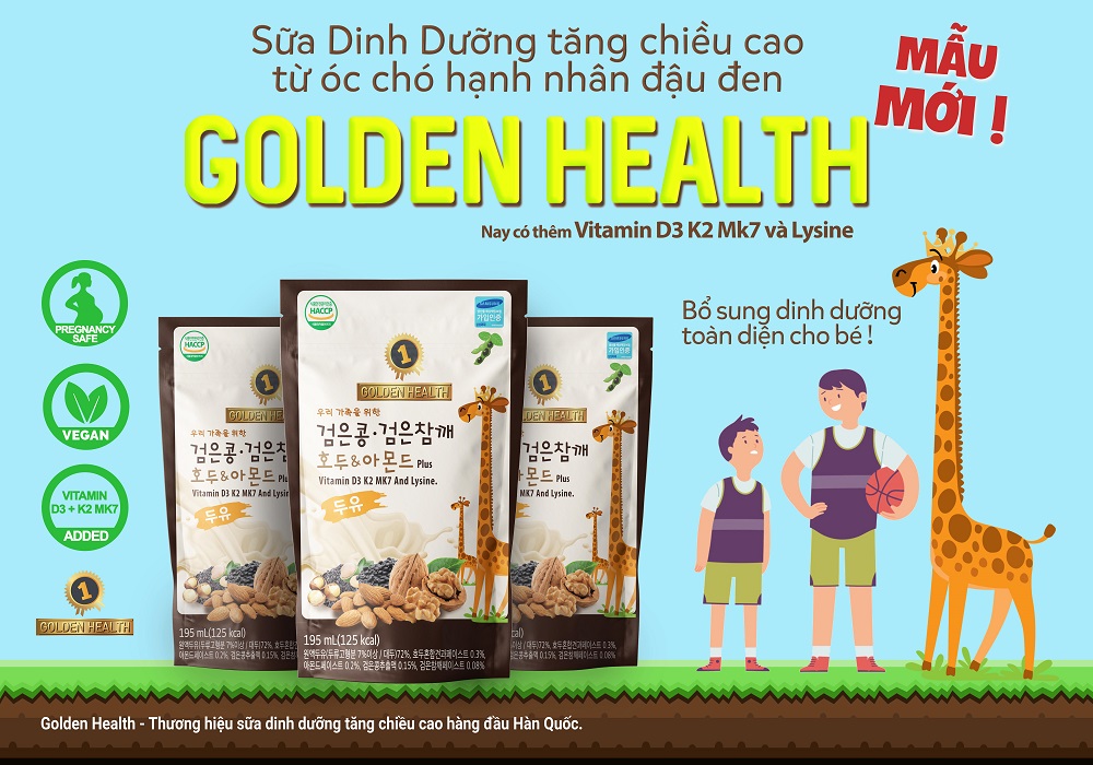 Sữa Óc Chó Đậu Đen Hạnh Nhân Golden Health - Mẫu mới 2022