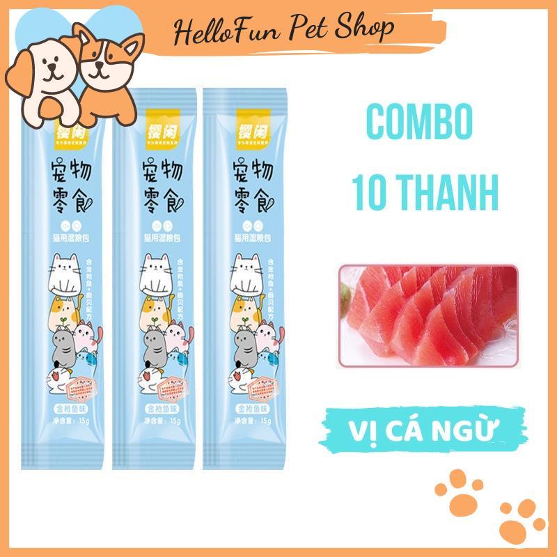 Combo 10 thanh súp thưởng cho mèo hương vị thơm ngon (15gr/thanh)