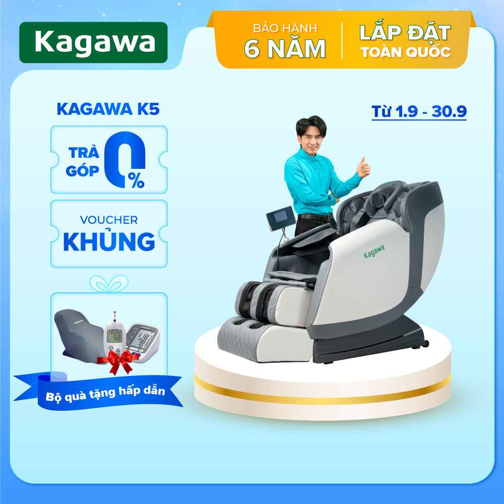Ghế massage toàn thân Nhật Bản KAGAWA K5 Con Lăn 4D Cao Cấp đa chức năng, công nghệ quét AI dò tìm huyệt đạo