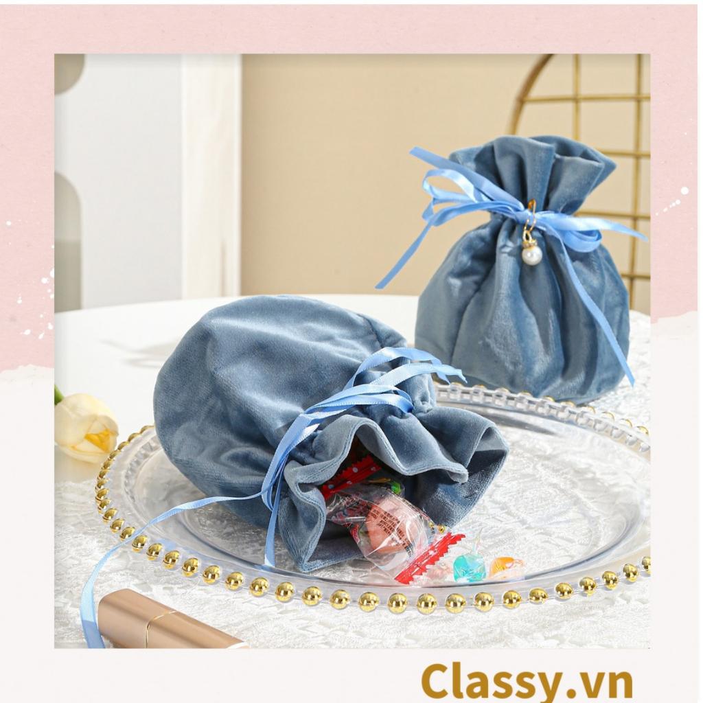 Túi nhung dây rút đính hạt xinh xắn dùng đựng quà tặng Classy NOEL, lễ tết, đám cưới T758