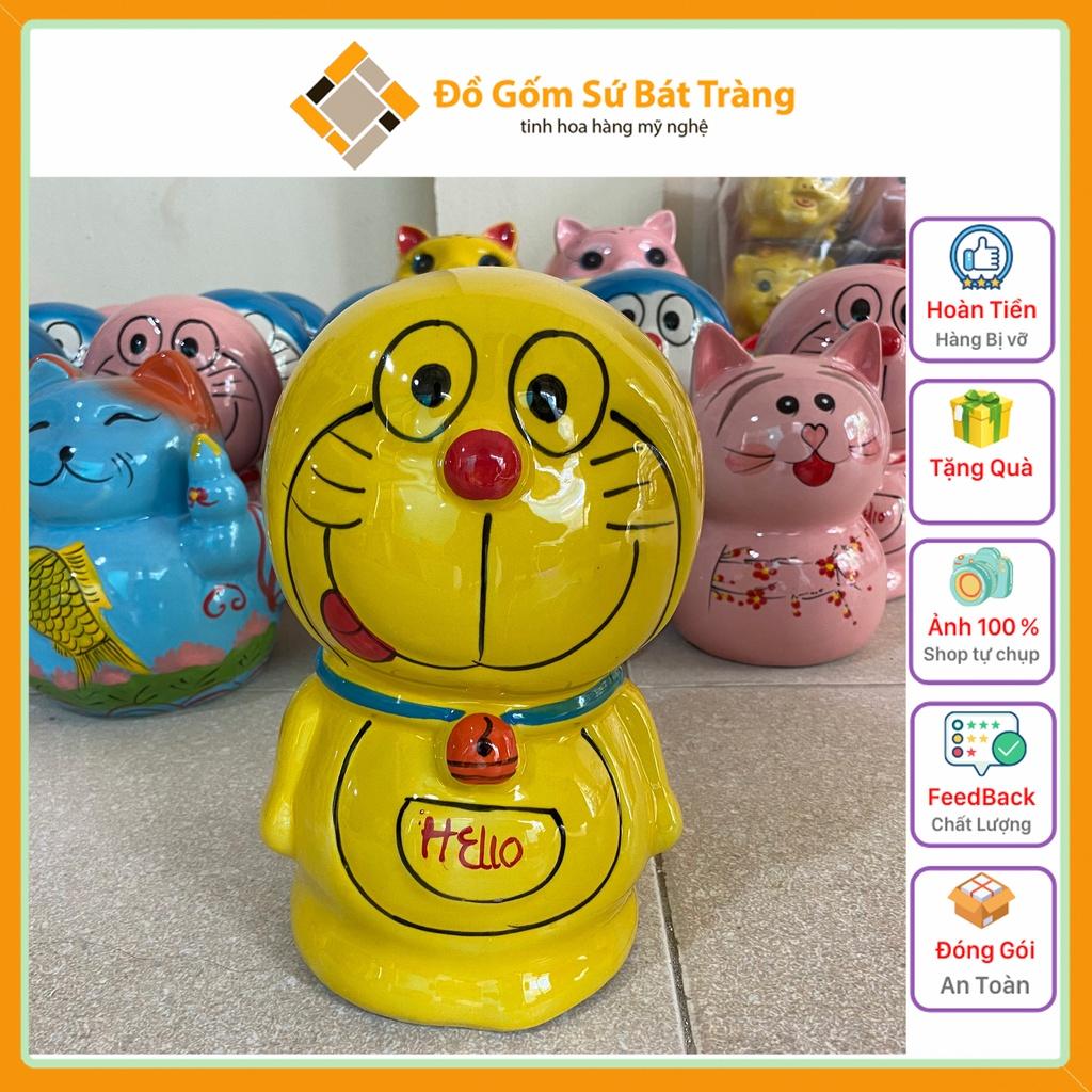 Heo sứ Doraemon dễ thương Bát Tràng, heo đất tiết kiệm cute