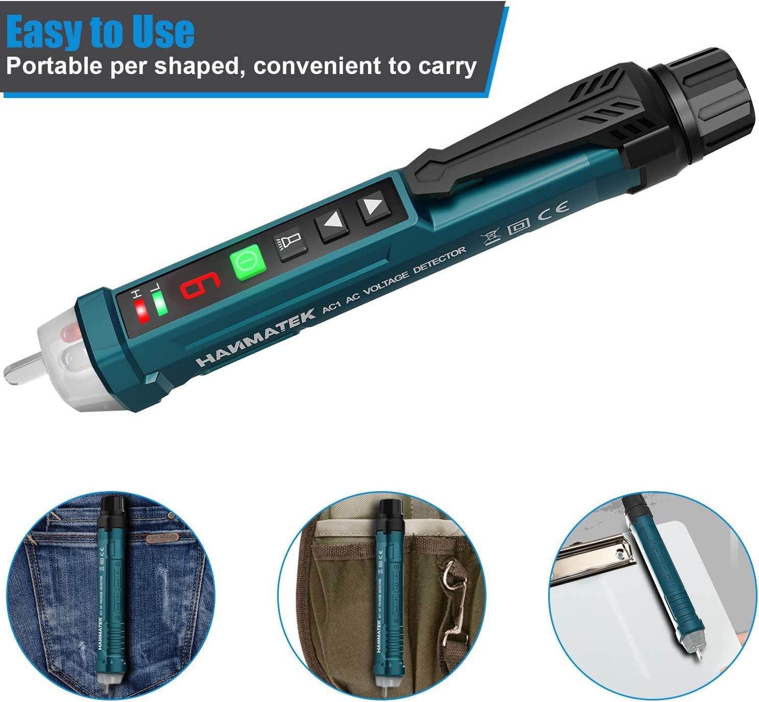 Máy dò điện áp không tiếp xúc, Độ nhạy có thể điều chỉnh / Màn hình LCD / Đèn pin LED / Dải kép 12V / 48V-1000V