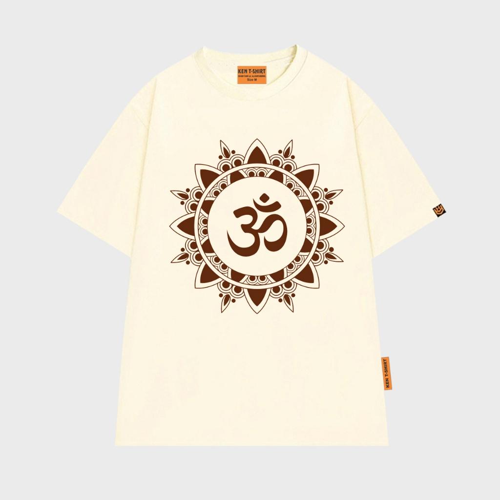 Áo thun in chữ OM nền họa tiết vòng tròn Mandala biểu tượng cho âm thanh cao quý sức mạnh tâm thức nội tại BND534