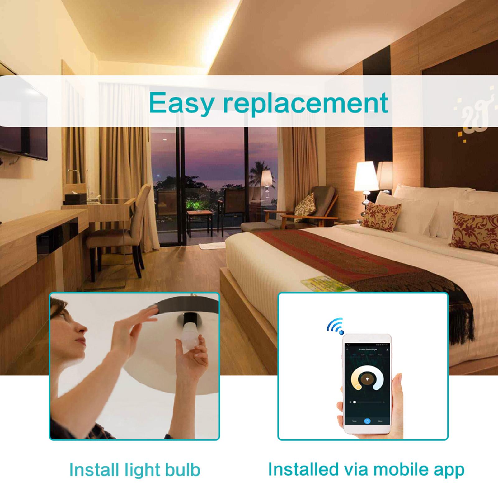 1PCS Smart WIFI LED Bulb RGB+C+W Smart Light Bulb AC220-230V 9W E27 Dimmable Light Tuya Smart Life APP Remote Control Compatible with Alexa Google Home Tmall Genie Voice Control
