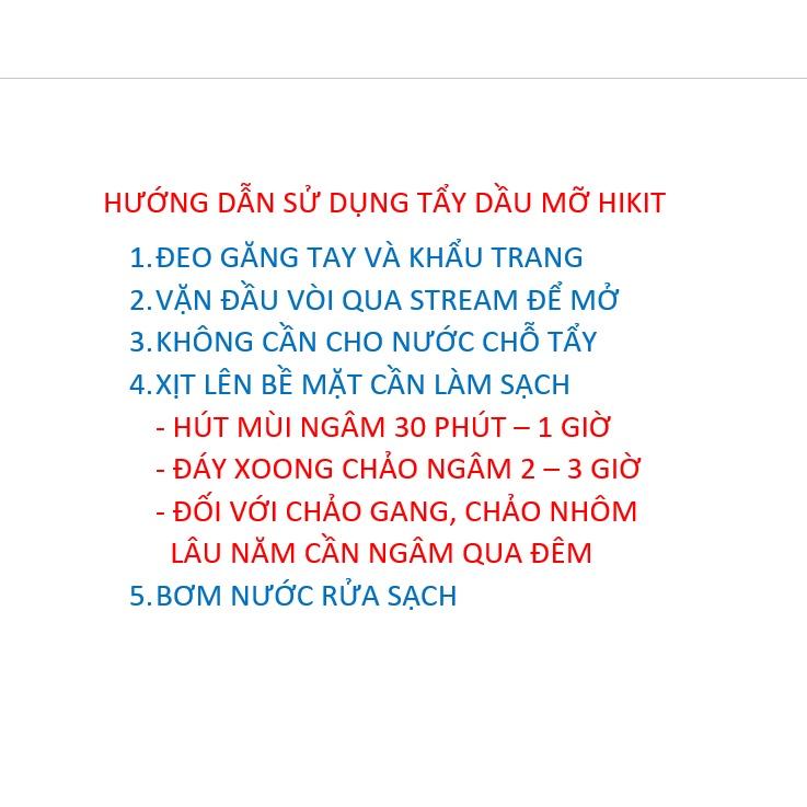 Tẩy dầu mỡ,tẩy nhà bếp, tẩy hút mùi, bếp gas, bếp từ, đáy xoong, đáy chảo HiKit Hàng loại 1