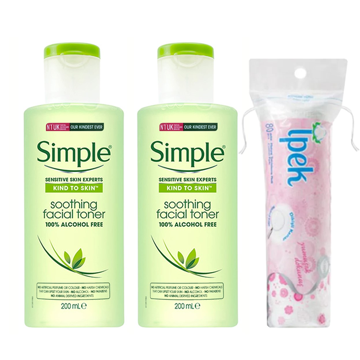 Combo 2 Chai Nước Hoa Hồng Simple 200ml + Tặng Túi Bông Tẩy Trang Ipek 80 Miếng