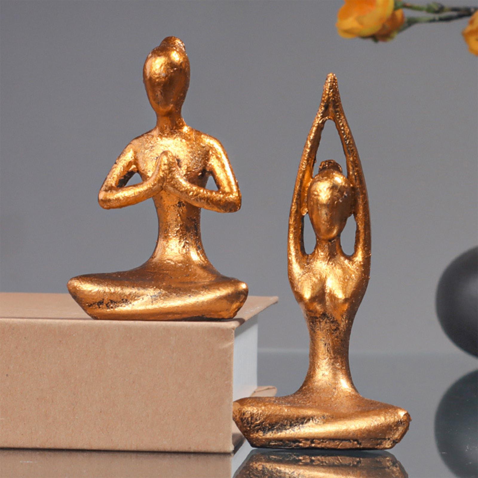 4x Modern Yoga Pose Statue Figurine Meditation Yoga Figure Collectible Sculpture Ornament for Room Bookshelf Desk Decor