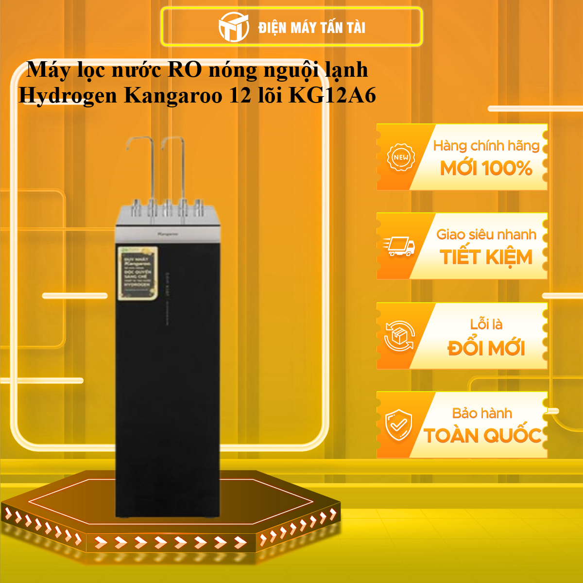 Máy lọc nước RO nóng nguội lạnh Hydrogen Kangaroo KG12A6 12 lõi - HÀNG CHÍNH HÃNG - CHỈ GIAO HCM