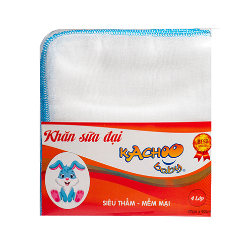 Khăn sữa 4 lớp đại KACHOOBABY (37x40cm) - 5 cái mềm mại, thấm hút tốt, dùng để tắm bé, quàng cổ, lau mặt, thấm sữa