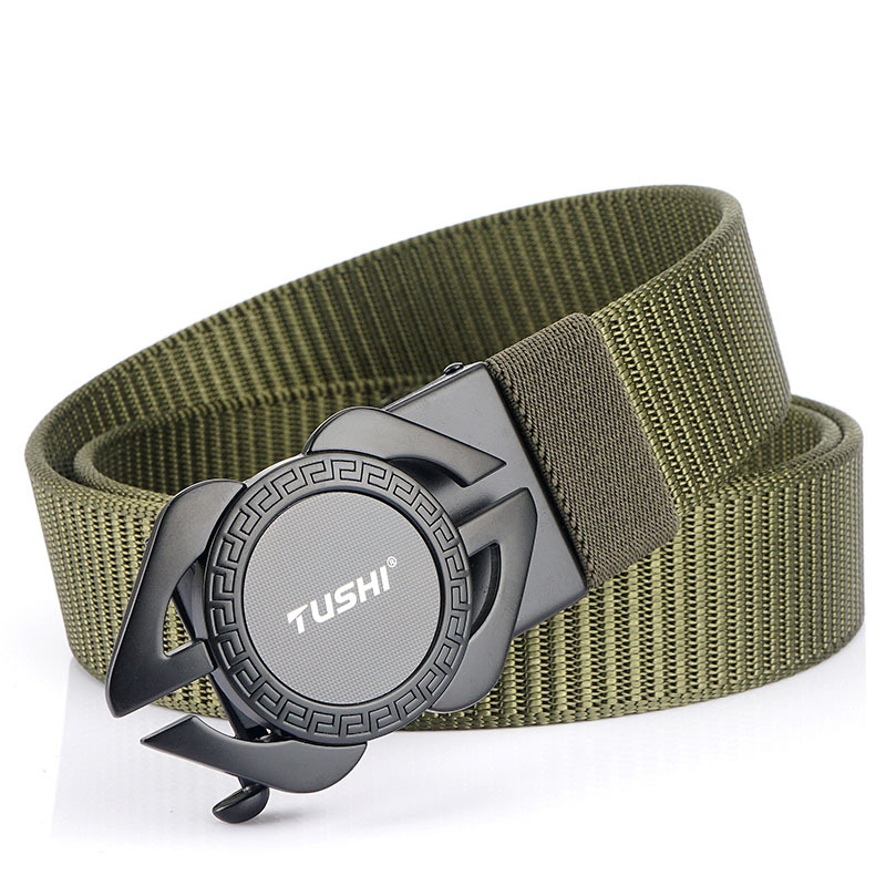 Thắt lưng lính, thắt lưng nam, thắt lưng khóa tự động vải bố mặt thép Arm-1279