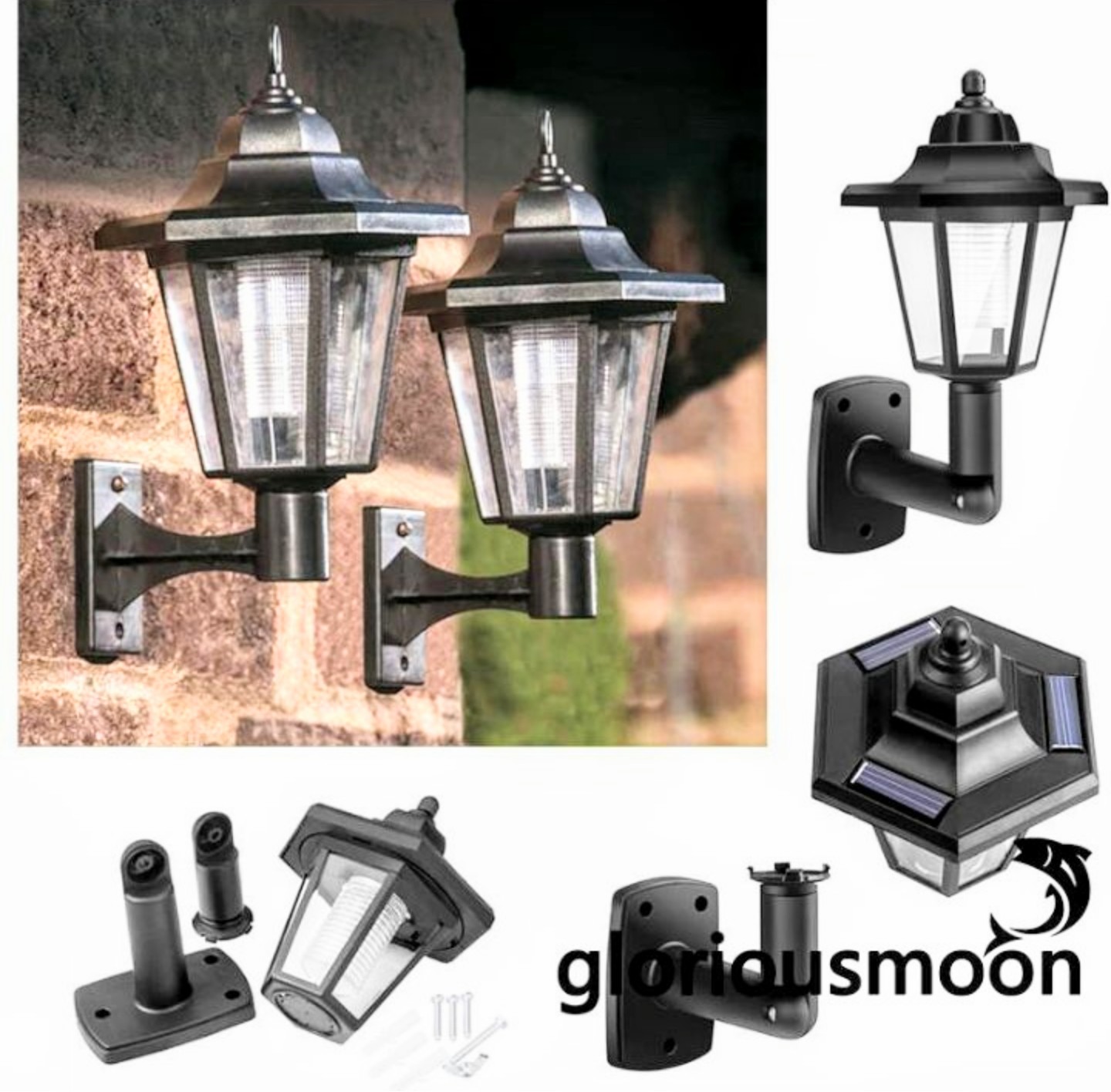 1 BỘ ĐÈN TRANG TRÍ CỘT CỔNG TƯỜNG RÀO KIỂU CỔ ĐIỂN CHẠY BẰNG ĐIỆN NĂNG LƯỢNG MẶT TRỜI CỰC ĐẸP