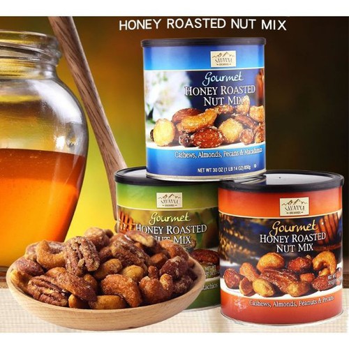 Hạt hỗn hợp tẩm mật ong Savanna Gourmet Honey Roasted Nut Mix 850g nhập Mỹ - Mẫu mới
