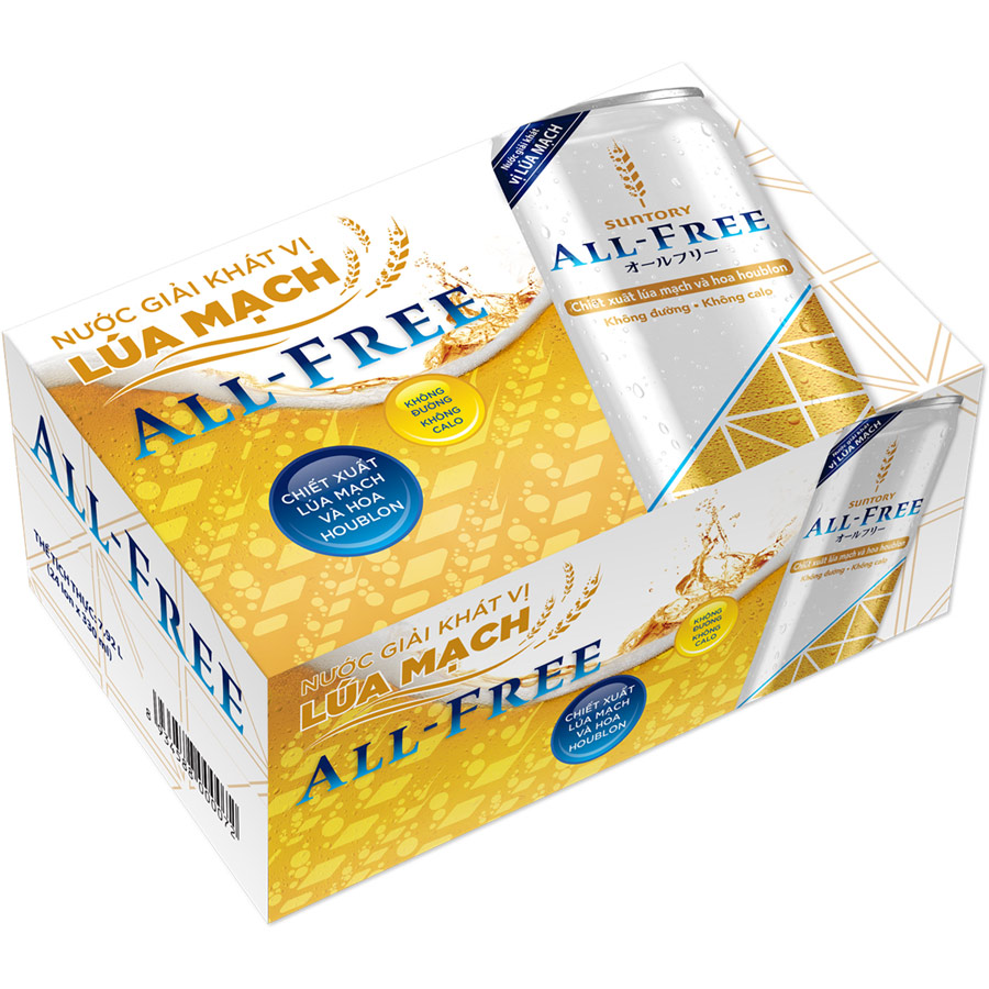 Thùng 24 Lon Nước Giải Khát Vị Lúa Mạch ALL-FREE