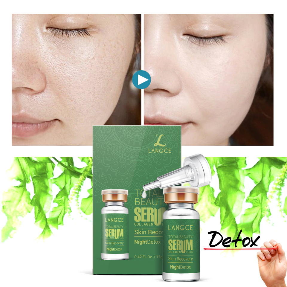 Serum Tảo Biển Xanh - Thanh Lọc Độc Tố Se Khít Lỗ Chân Lông 12ml TẶNG Kem Làm Rụng Lông Trắng Da 20ml LANGCE